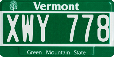 VT license plate XWY778