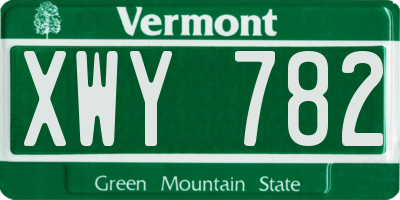 VT license plate XWY782
