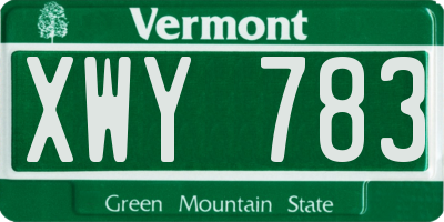VT license plate XWY783