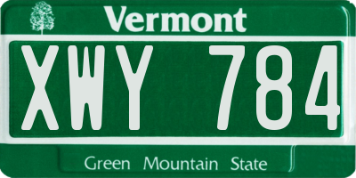 VT license plate XWY784