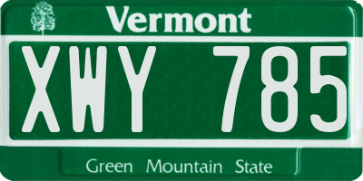 VT license plate XWY785