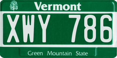 VT license plate XWY786