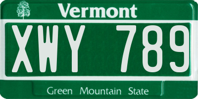 VT license plate XWY789