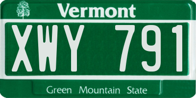 VT license plate XWY791