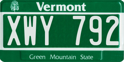 VT license plate XWY792