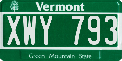 VT license plate XWY793