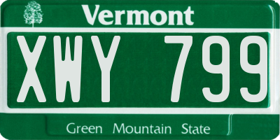 VT license plate XWY799