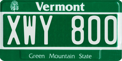VT license plate XWY800