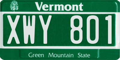 VT license plate XWY801