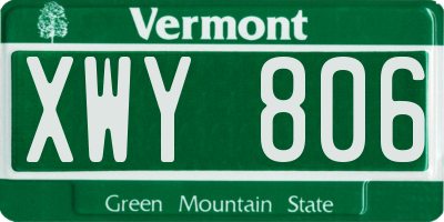 VT license plate XWY806