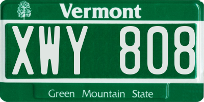 VT license plate XWY808