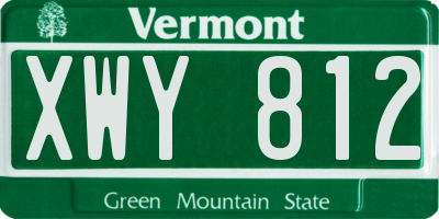 VT license plate XWY812