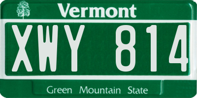 VT license plate XWY814
