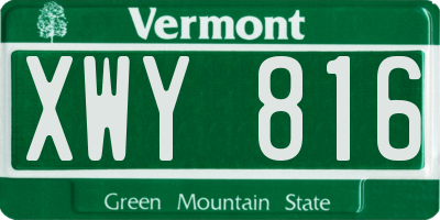 VT license plate XWY816