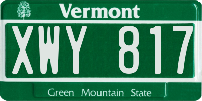 VT license plate XWY817