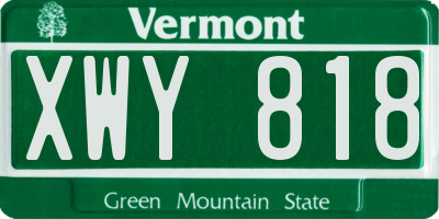 VT license plate XWY818