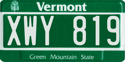 VT license plate XWY819