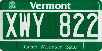VT license plate XWY822