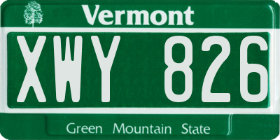 VT license plate XWY826