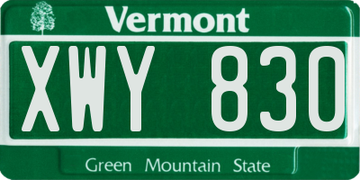 VT license plate XWY830