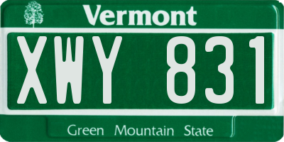 VT license plate XWY831