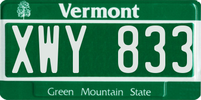 VT license plate XWY833