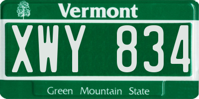 VT license plate XWY834
