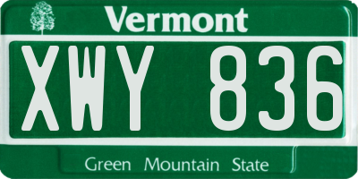VT license plate XWY836