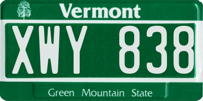 VT license plate XWY838