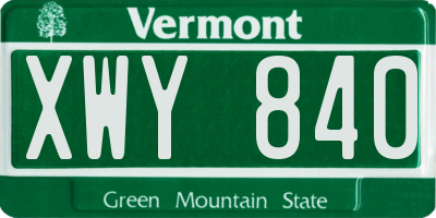 VT license plate XWY840