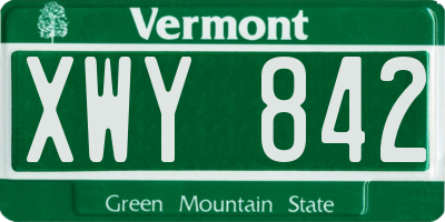 VT license plate XWY842