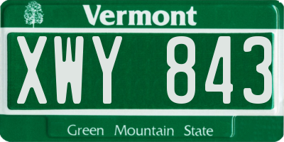 VT license plate XWY843