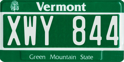 VT license plate XWY844