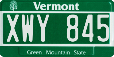 VT license plate XWY845