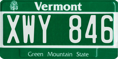 VT license plate XWY846