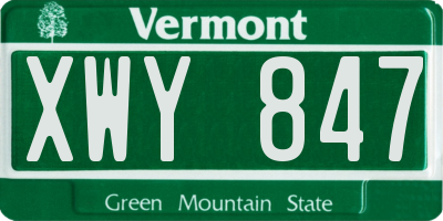 VT license plate XWY847