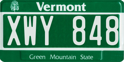 VT license plate XWY848