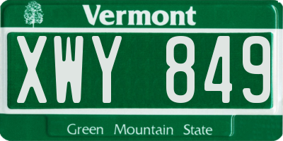VT license plate XWY849
