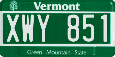 VT license plate XWY851