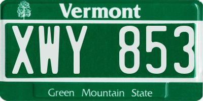 VT license plate XWY853