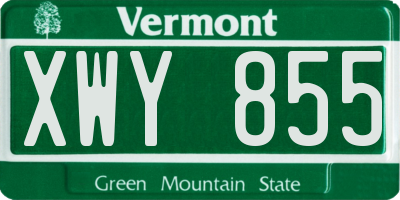 VT license plate XWY855