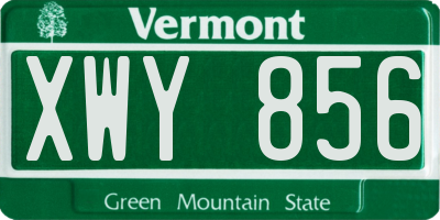 VT license plate XWY856