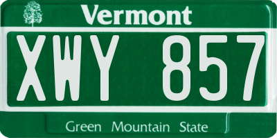 VT license plate XWY857