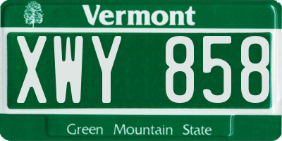 VT license plate XWY858