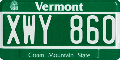 VT license plate XWY860