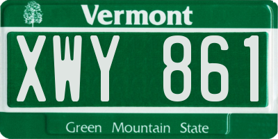 VT license plate XWY861