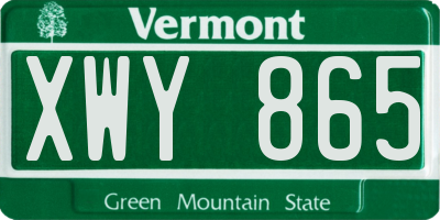 VT license plate XWY865