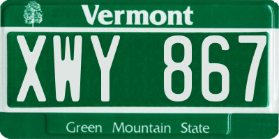 VT license plate XWY867