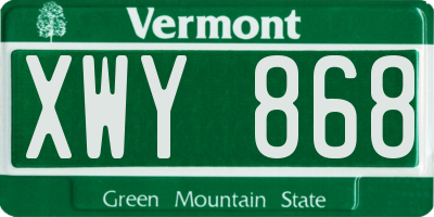 VT license plate XWY868