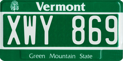 VT license plate XWY869